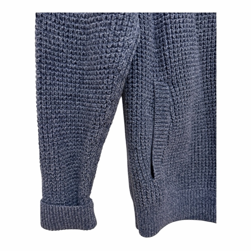 L.L. Bean Blue Organic Cotton Zip Fisherman Heavy Knit Sweater Cardigan Sm Y2K - Picture 5 of 8